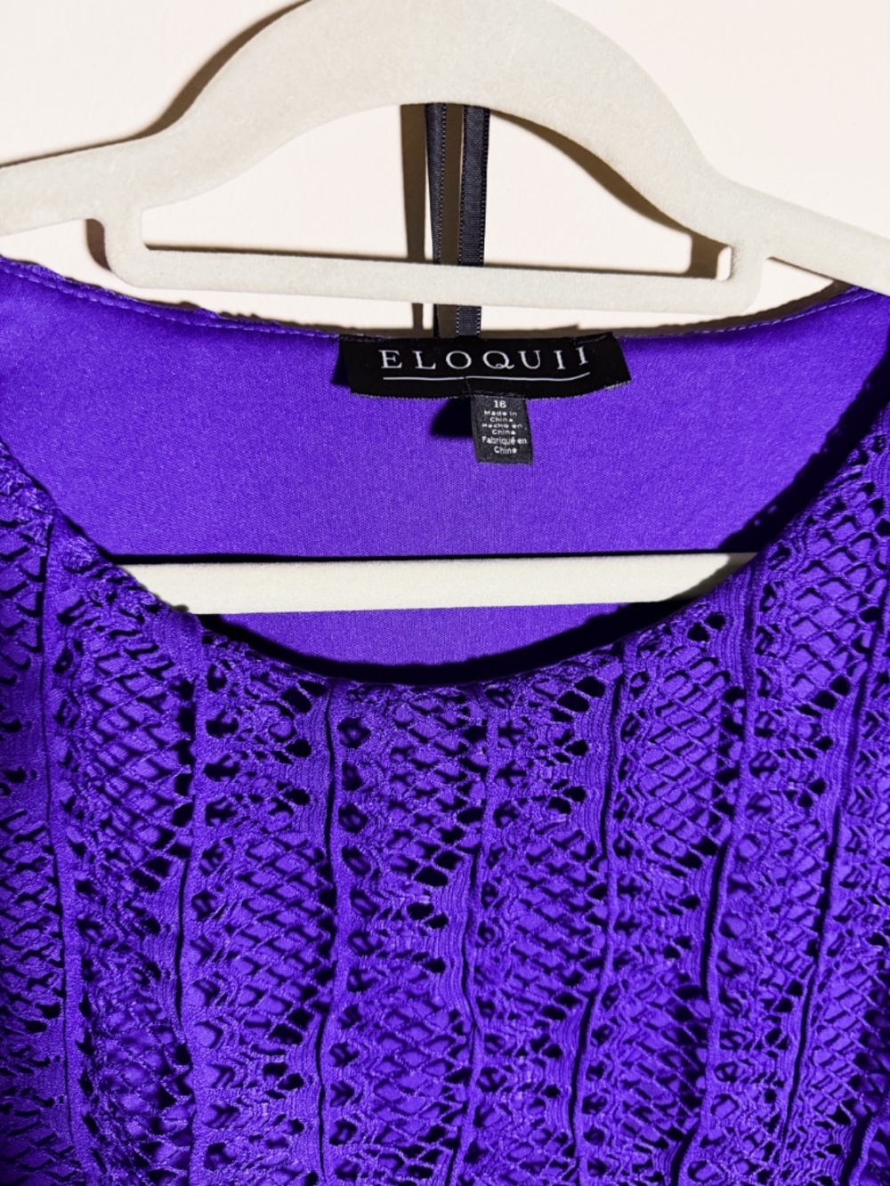 Eloquii Purple Crochet Cut Out Side Sleeveless Midi Dress - Picture 3 of 5
